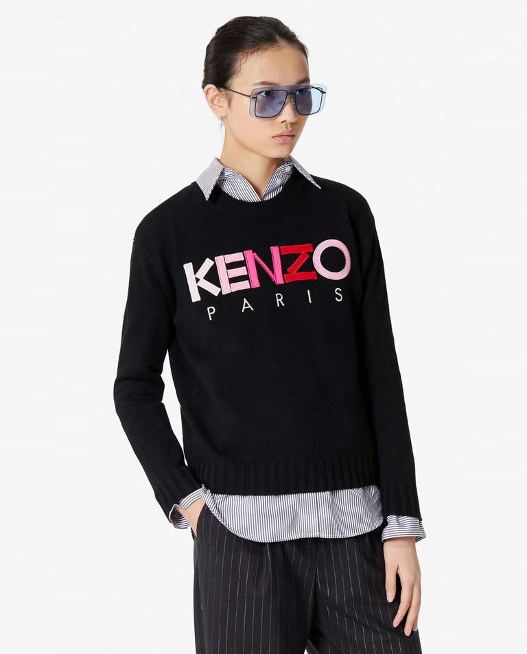 Wełniany sweter z logo