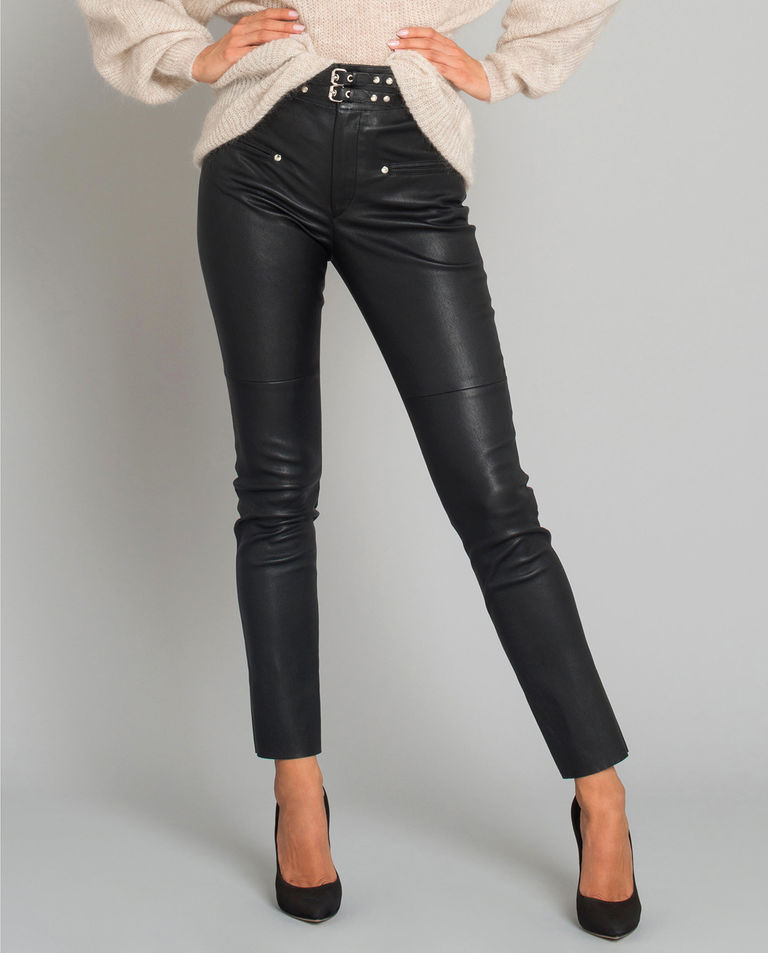 Czarne spodnie ze skóry