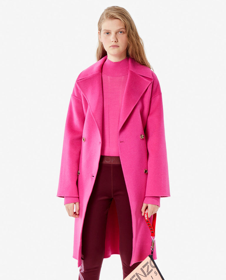 Różowy płaszcz z wełną i kaszmirem