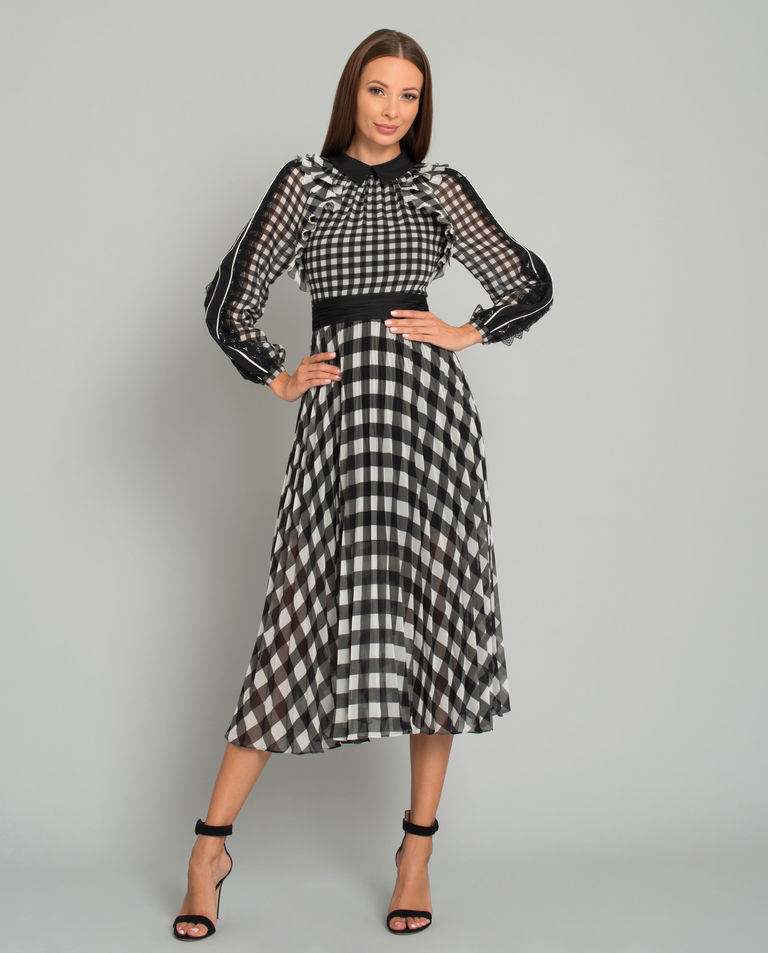 Sukienka midi w kratę