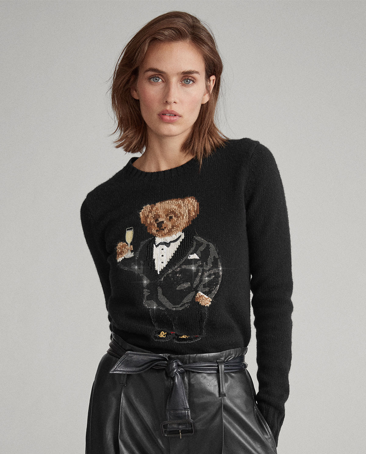 Wełniany sweter z misiem polo RALPH LAUREN