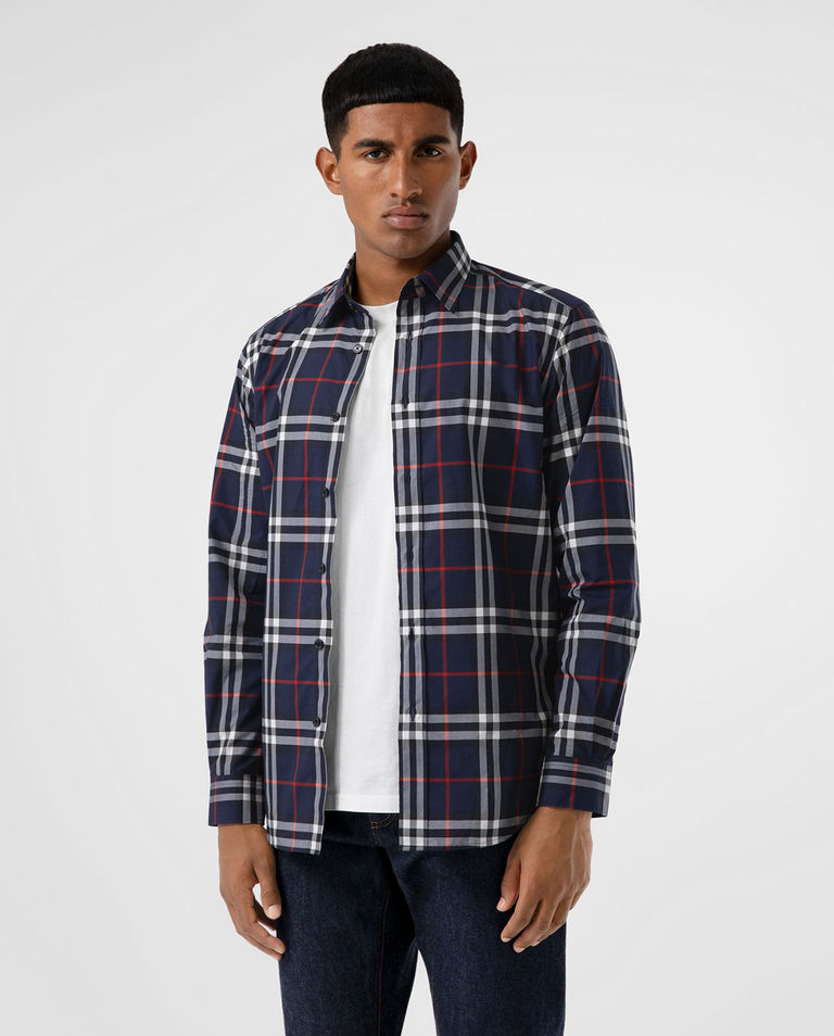 Granatowa koszula w kratę