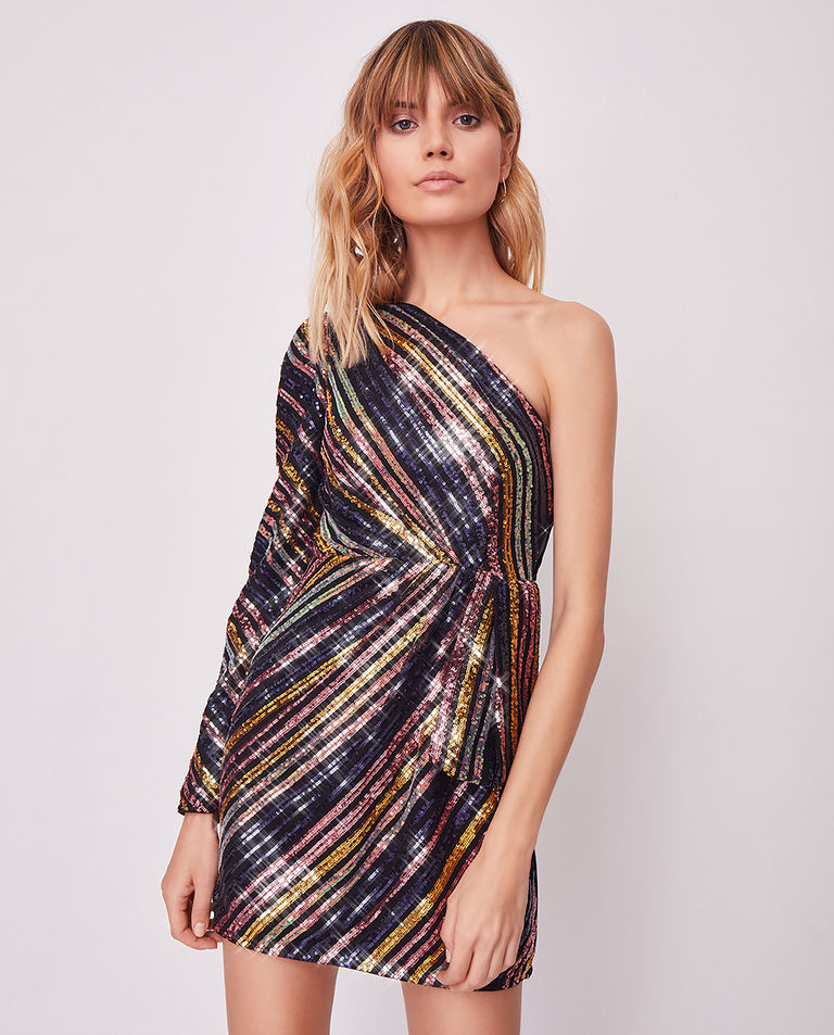 Asymetryczna mini sukienka w paski