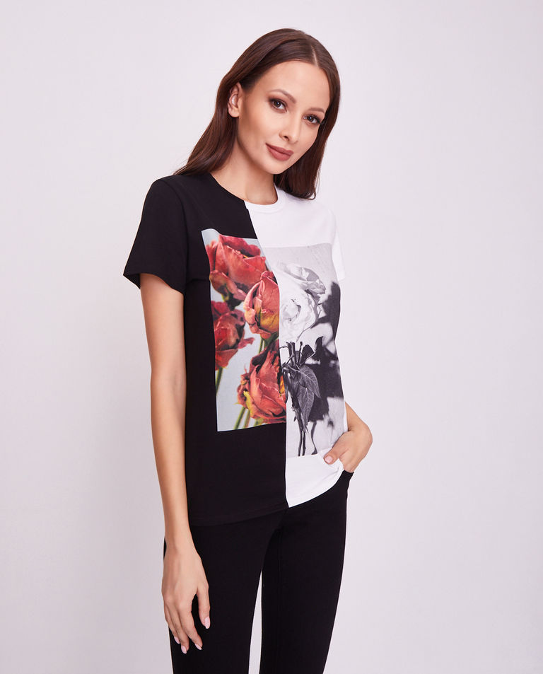 Dwukolorowy t-shirt z logo