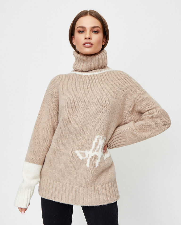 Beżowy sweter z logo Off White