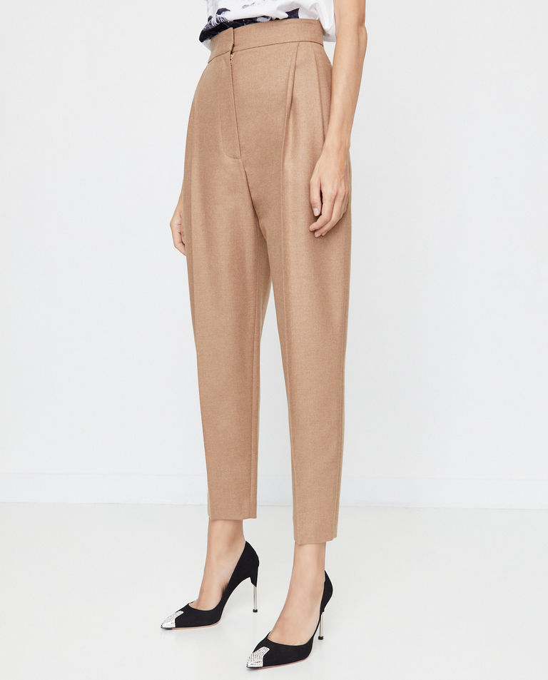 Camelowe spodnie z wełny