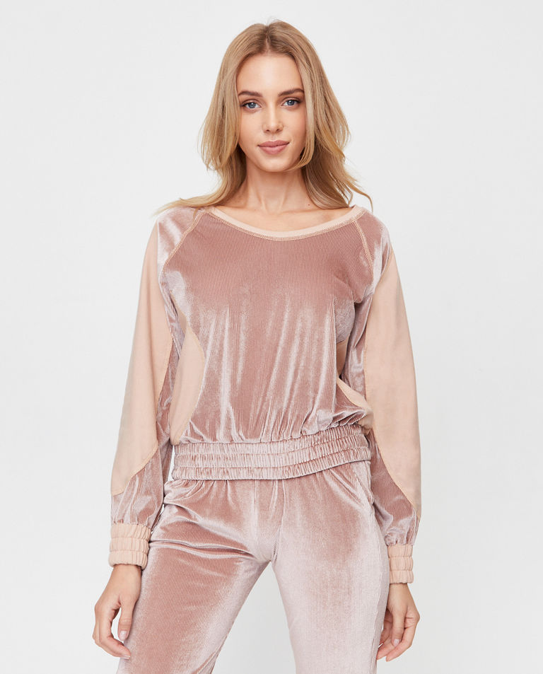 Luźna bluza z prążkowanego aksamitu