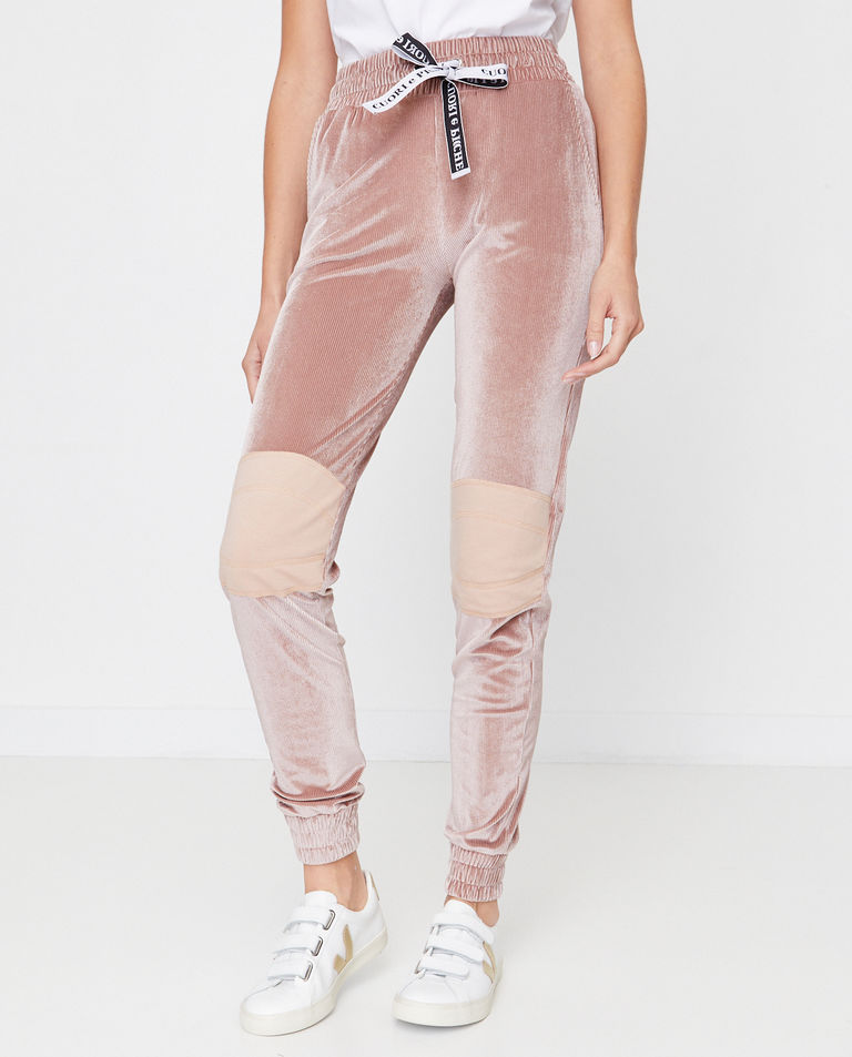 Aksamitne spodnie dresowe w prążki