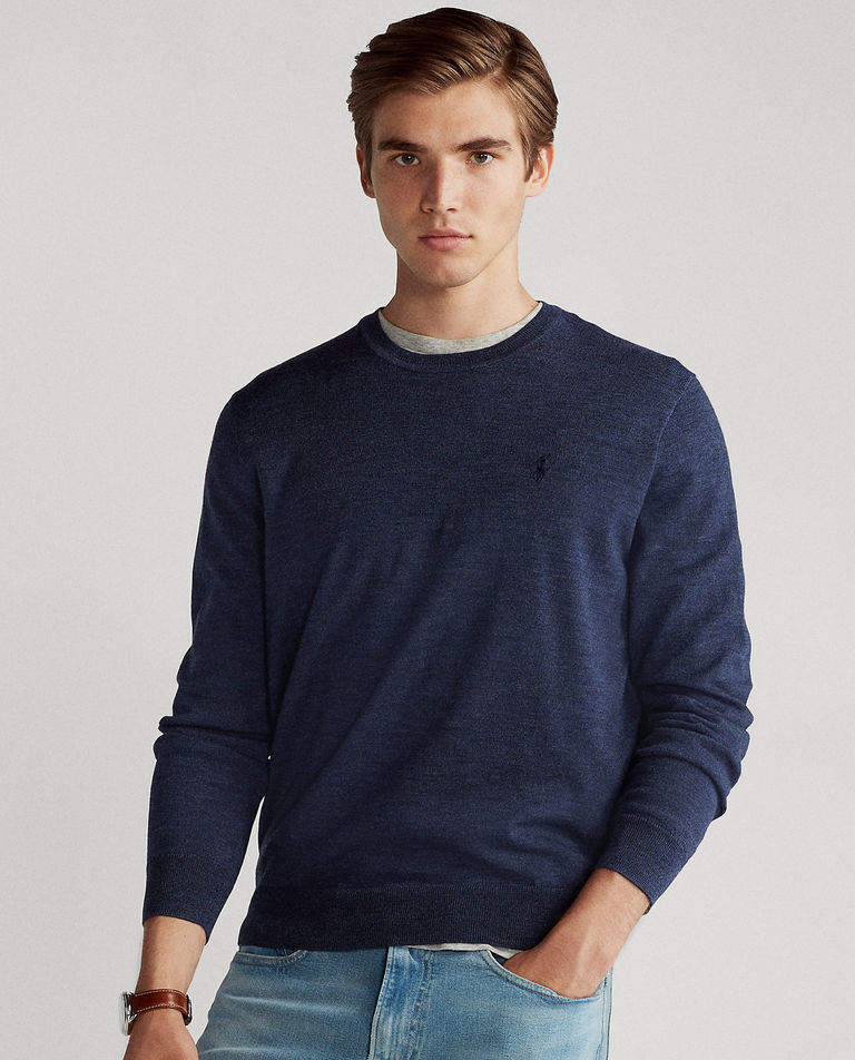 Niebieski sweter z wełny merino