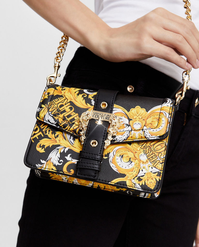 Czarna torebka z barokowym nadrukiem