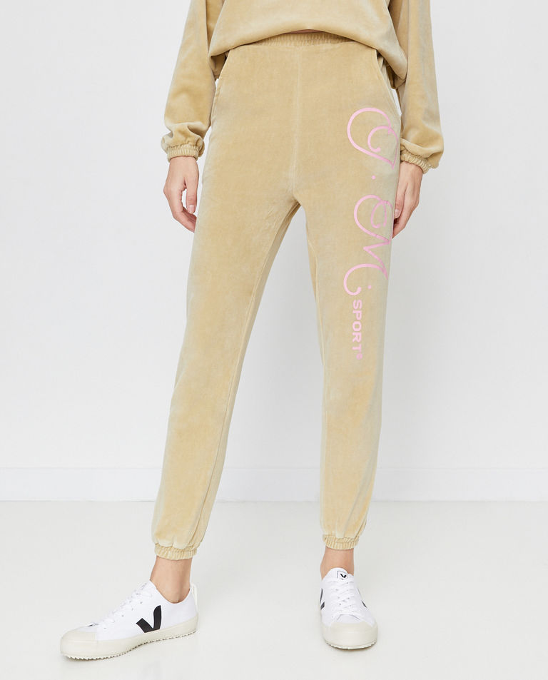 Oliwkowe spodnie z logo Iza