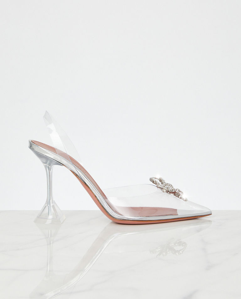 Transparentne sandały na szpilce z kokardą Rosie