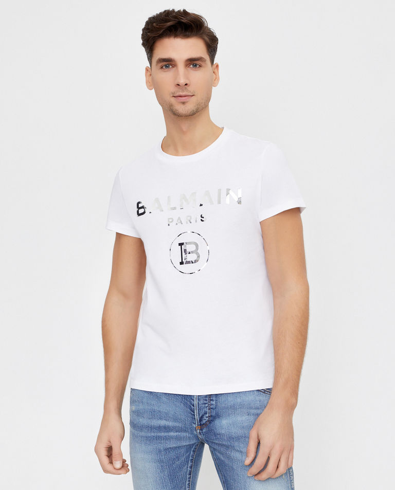 Biała koszulka ze srebrnym logo