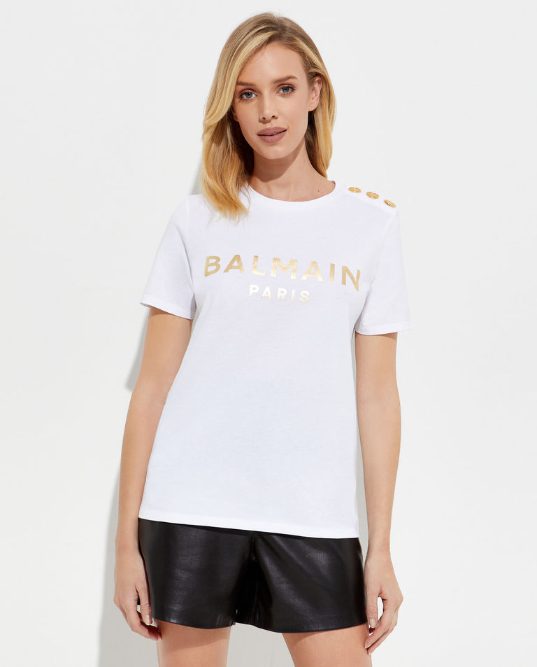 Biały t-shirt ze złotym logo