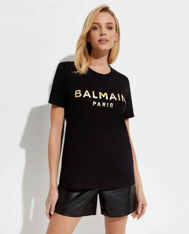 Czarny t-shirt ze złotym logo