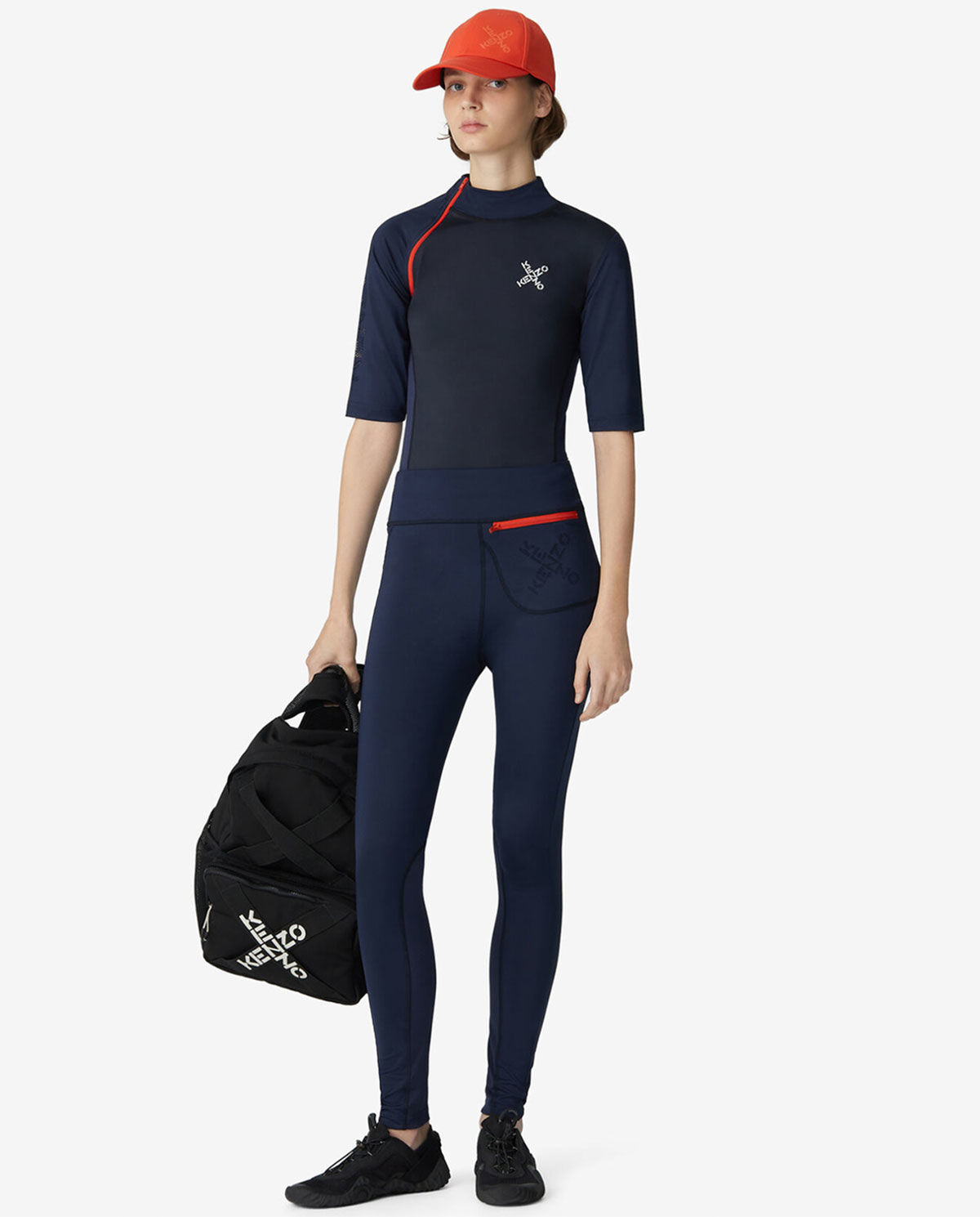Granatowe leginsy z logo Sport - Image #3