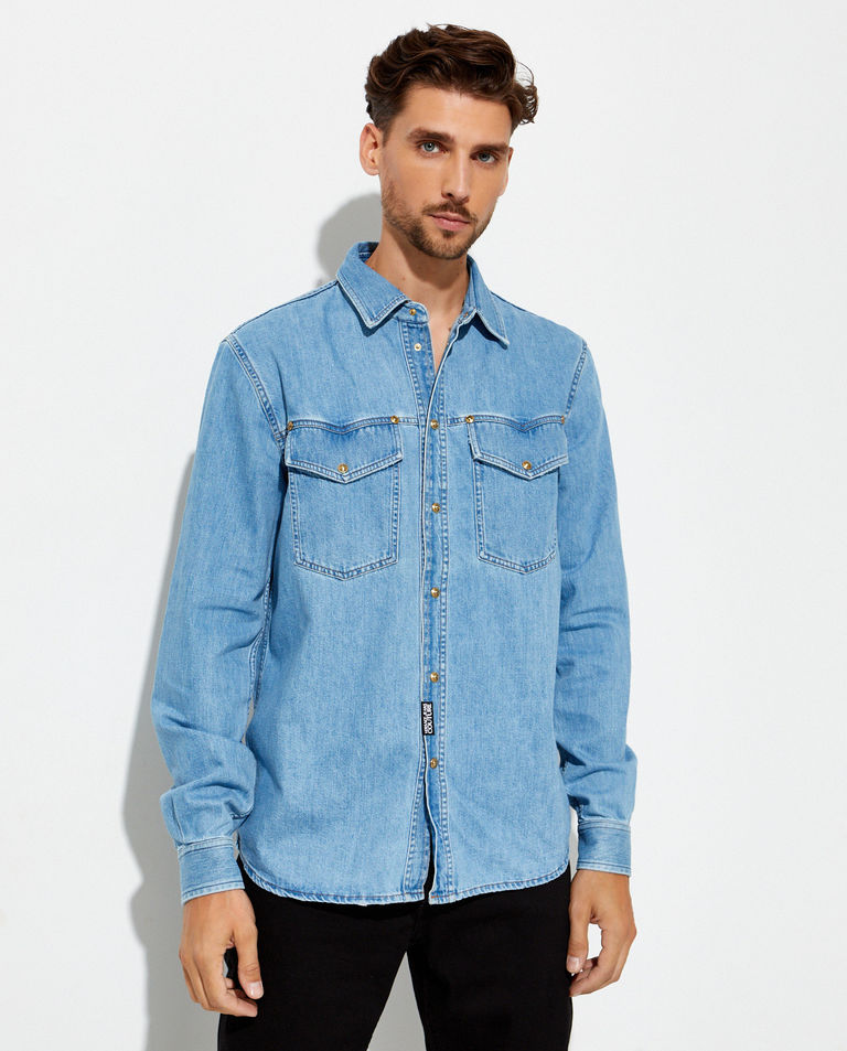 Denimowa koszula z ozdobnym logo