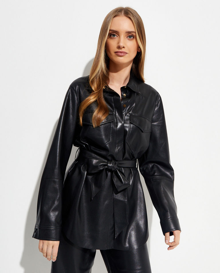 Czarna kurtka z wegańskiej skóry Artha