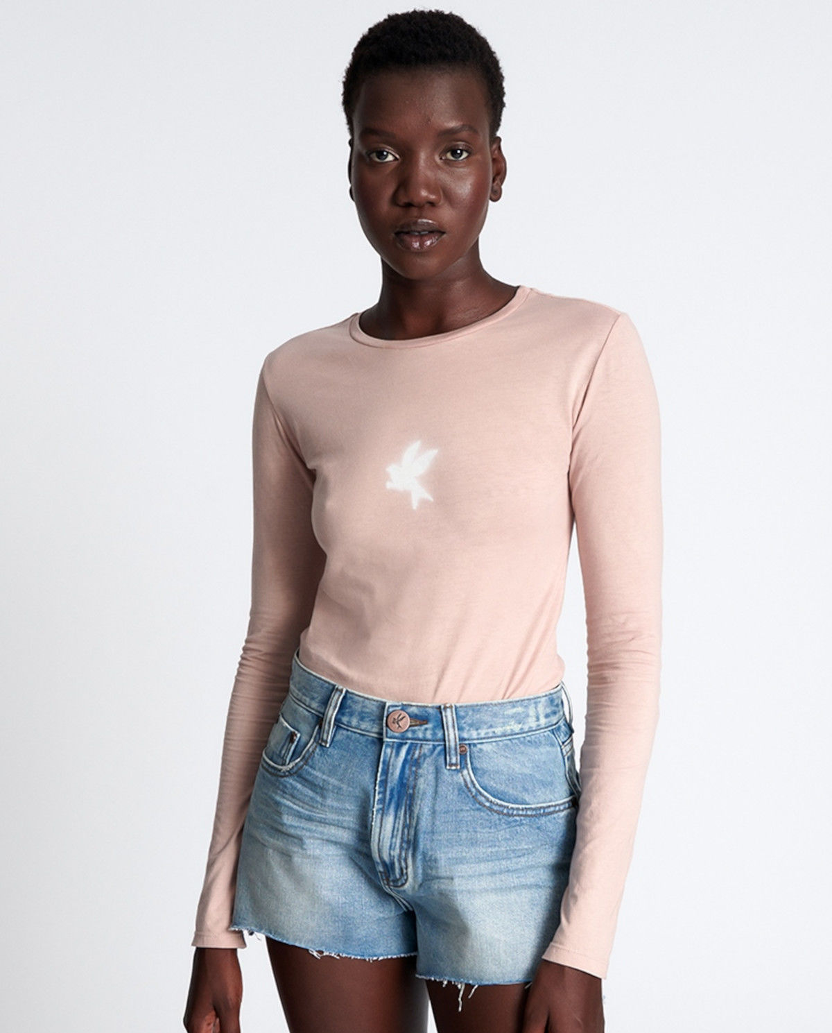 Bladoróżowy bawełniany longsleeve - Image #0