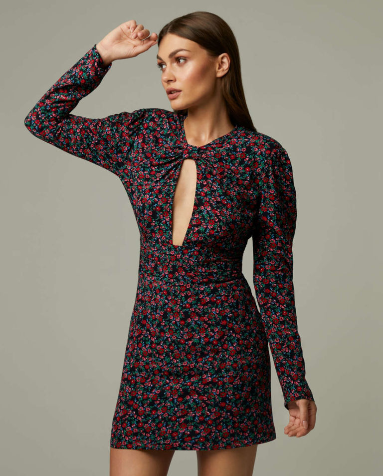 Sukienka mini z kwiatowym wzorem Paris