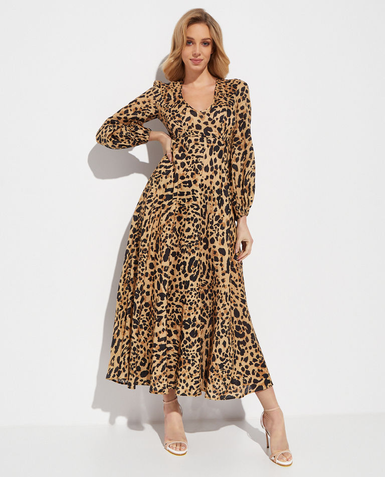 Lniana sukienka w panterkę