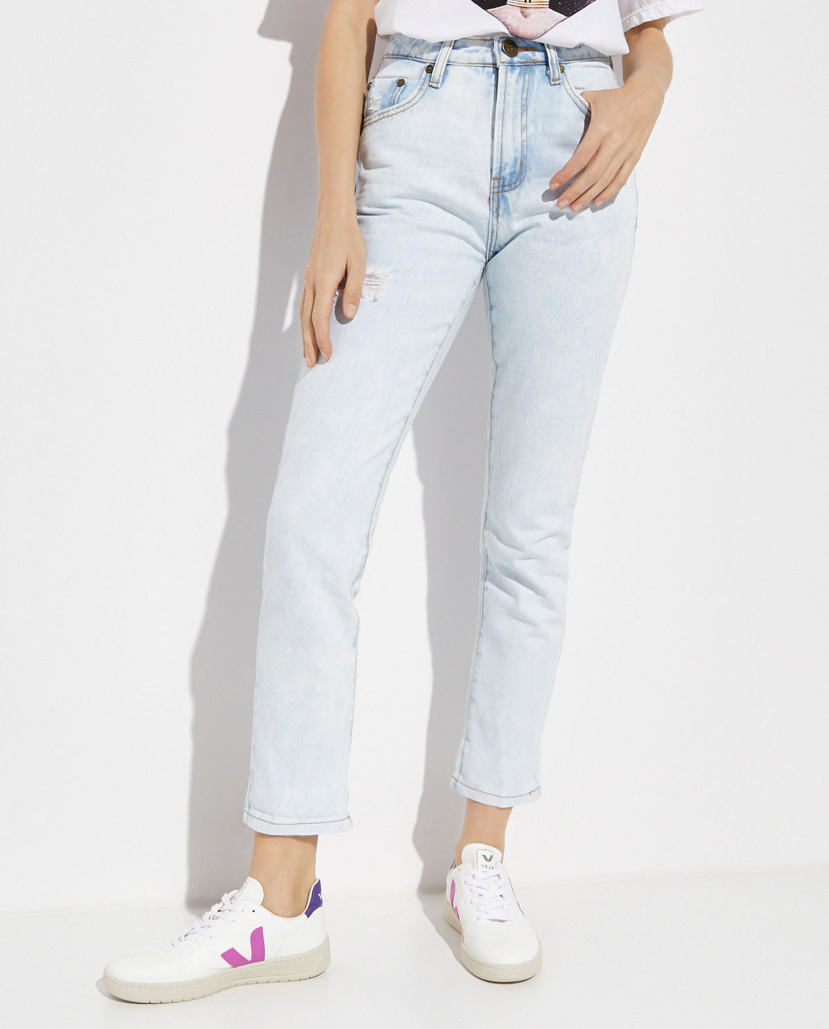Niebieskie jeansy Awesome Baggies High Waist - Image #0