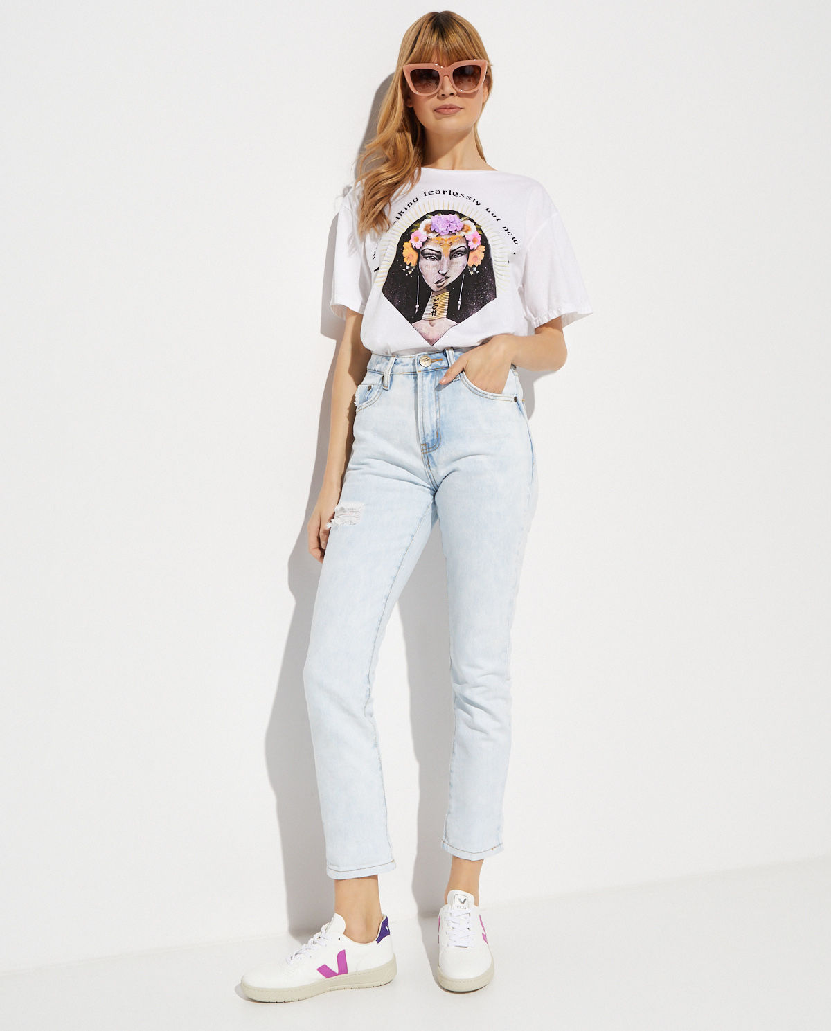 Niebieskie jeansy Awesome Baggies High Waist - Image #2