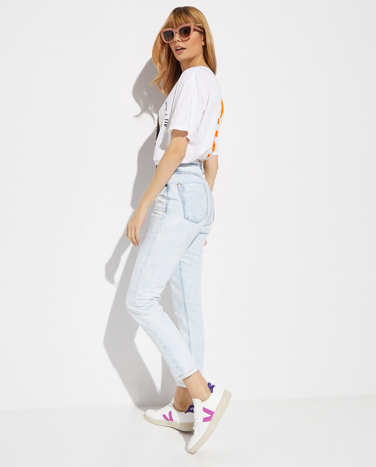 Niebieskie jeansy Awesome Baggies High Waist - Image #3