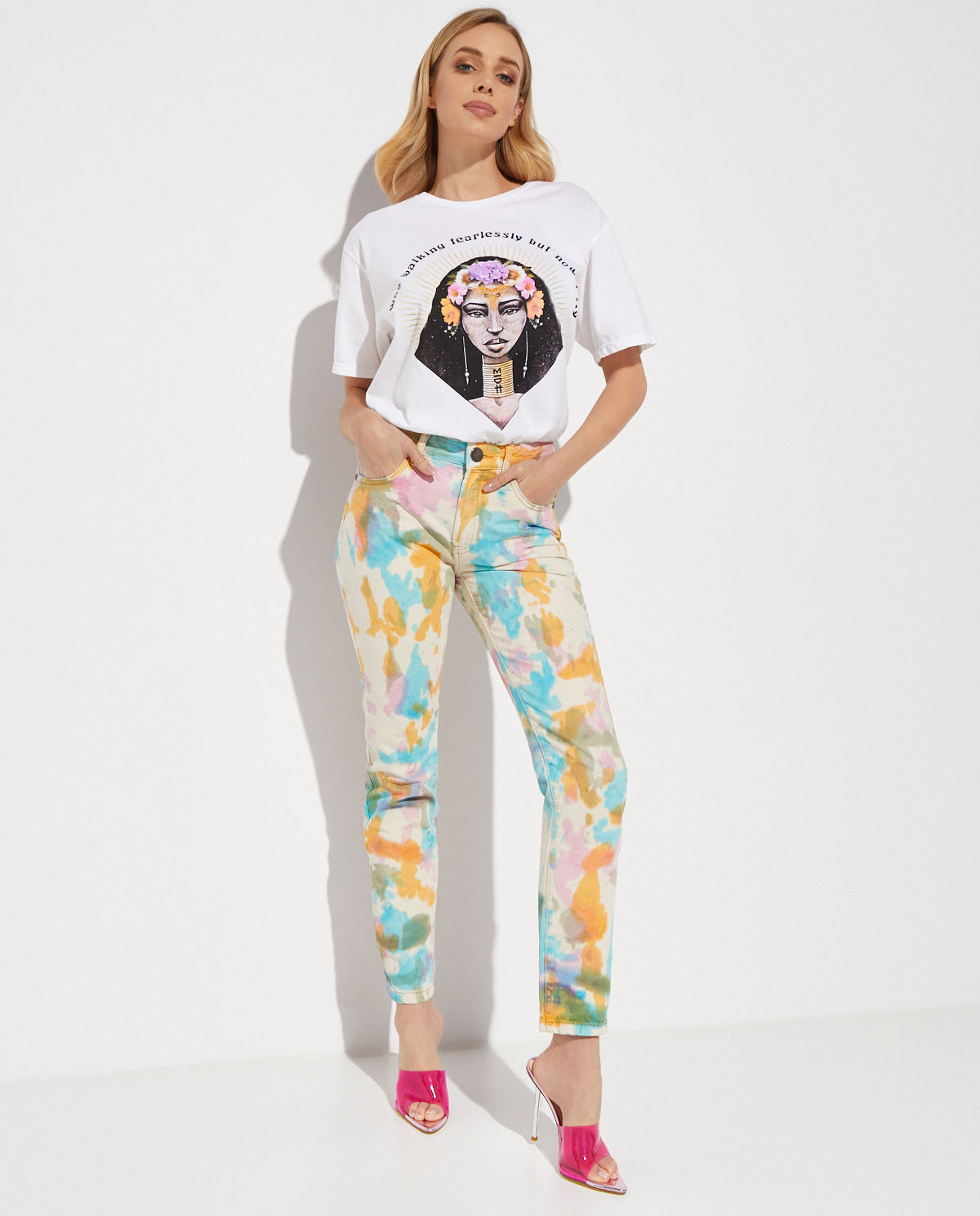 Biały t-shirt z nadrukiem - Image #2