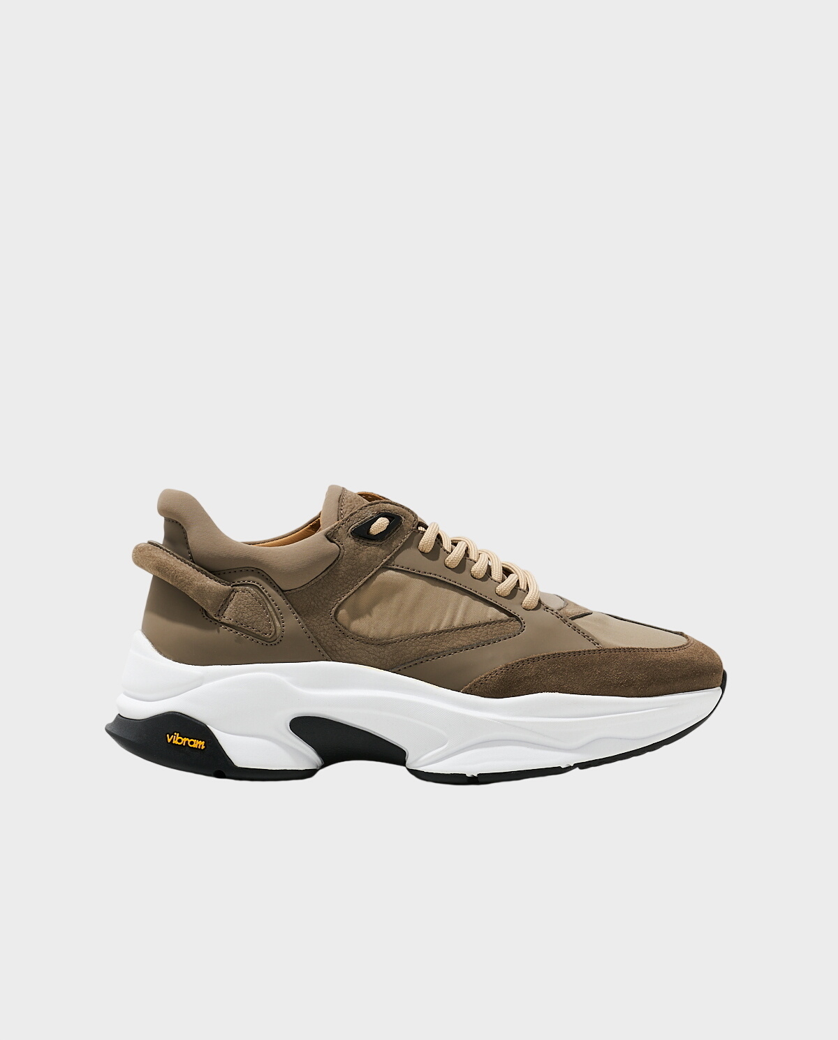 Skórzane szaro-beżowe sneakersy Veloce - Image #0