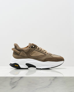 Skórzane szaro-beżowe sneakersy Veloce - Image #1