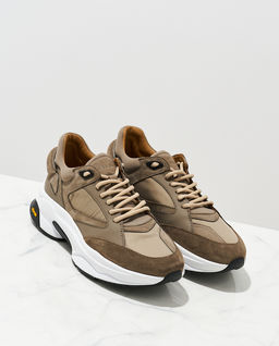 Skórzane szaro-beżowe sneakersy Veloce - Image #2