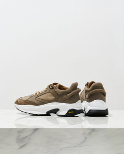 Skórzane szaro-beżowe sneakersy Veloce - Image #3
