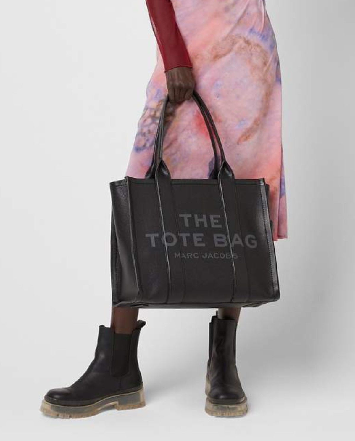 Czarna skórzana torba do ręki Tote Bag - Image #1