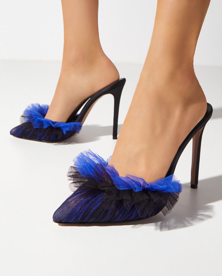 Granatowe klapki z tiulem Karlie