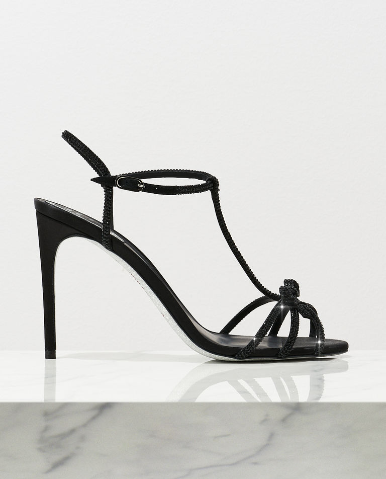 Czarne szpilki ozdobione kryształami Caterina