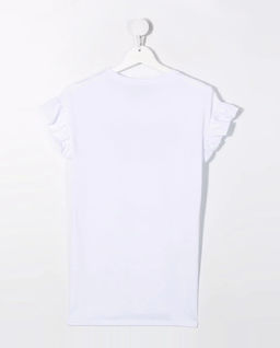 Biały t-shirt z falbankami na rękawach 4-16 lat - Image #1