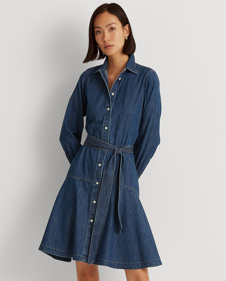 Jeansowa koszulowa sukienka