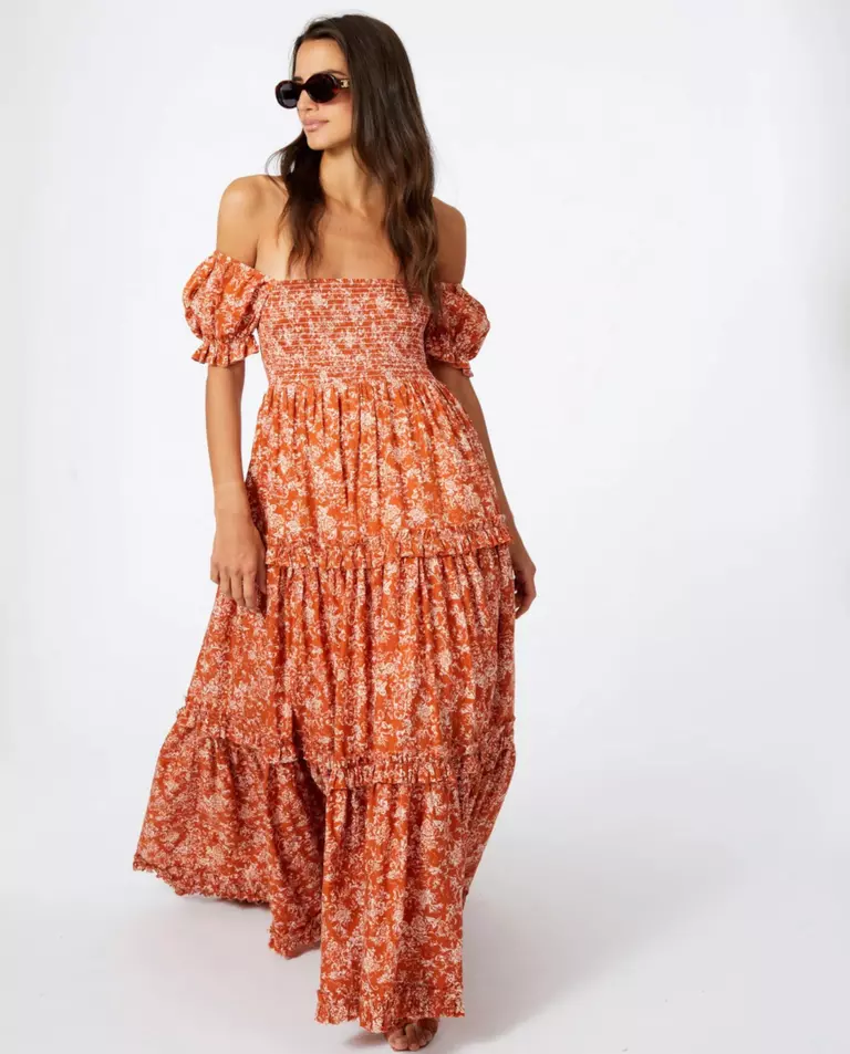 Pomarańczowa sukienka maxi Zuri