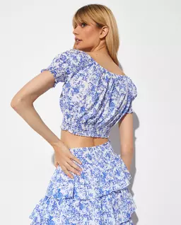Krótki top z nadrukiem kwiatowym Cornelia - Image #1