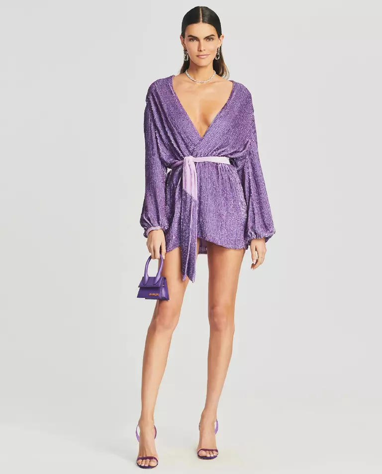 Fioletowa sukienka z cekinami Gabrielle