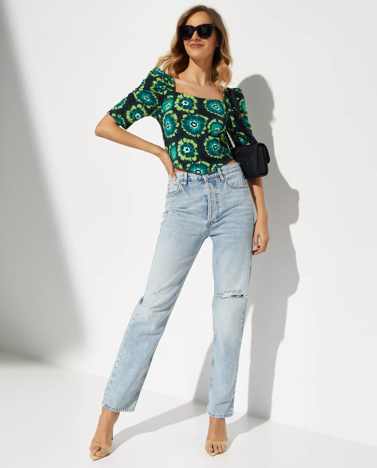 Crop top w kwiatowy print - Image #2