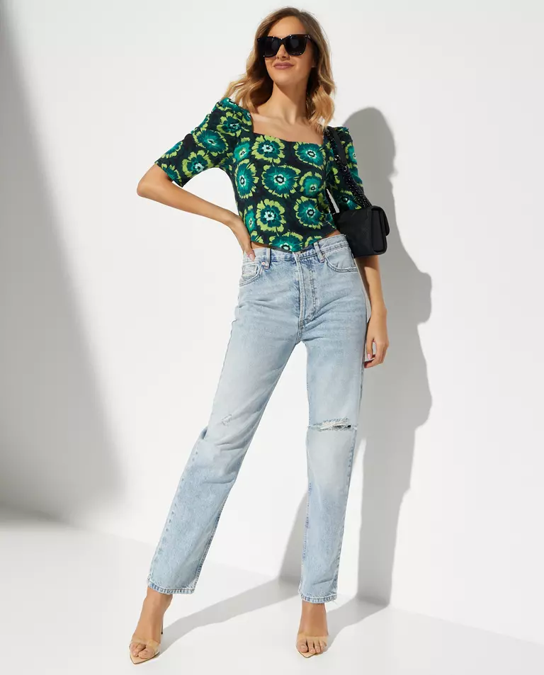 Crop top w kwiatowy print - Image #2