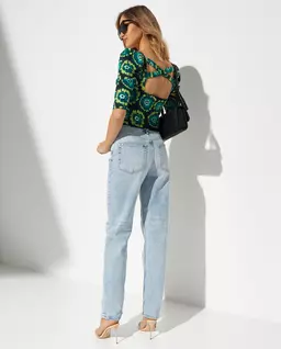 Crop top w kwiatowy print - Image #3