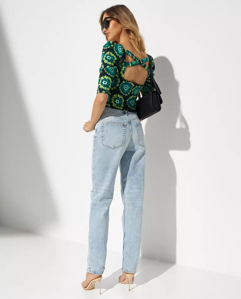 Crop top w kwiatowy print - Image #3