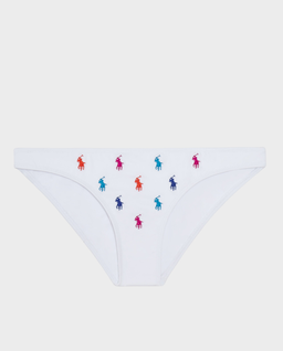 Biały dół od bikini z kolorowym logo - Image #0