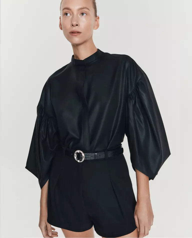 Czarna koszula z wełny Monte