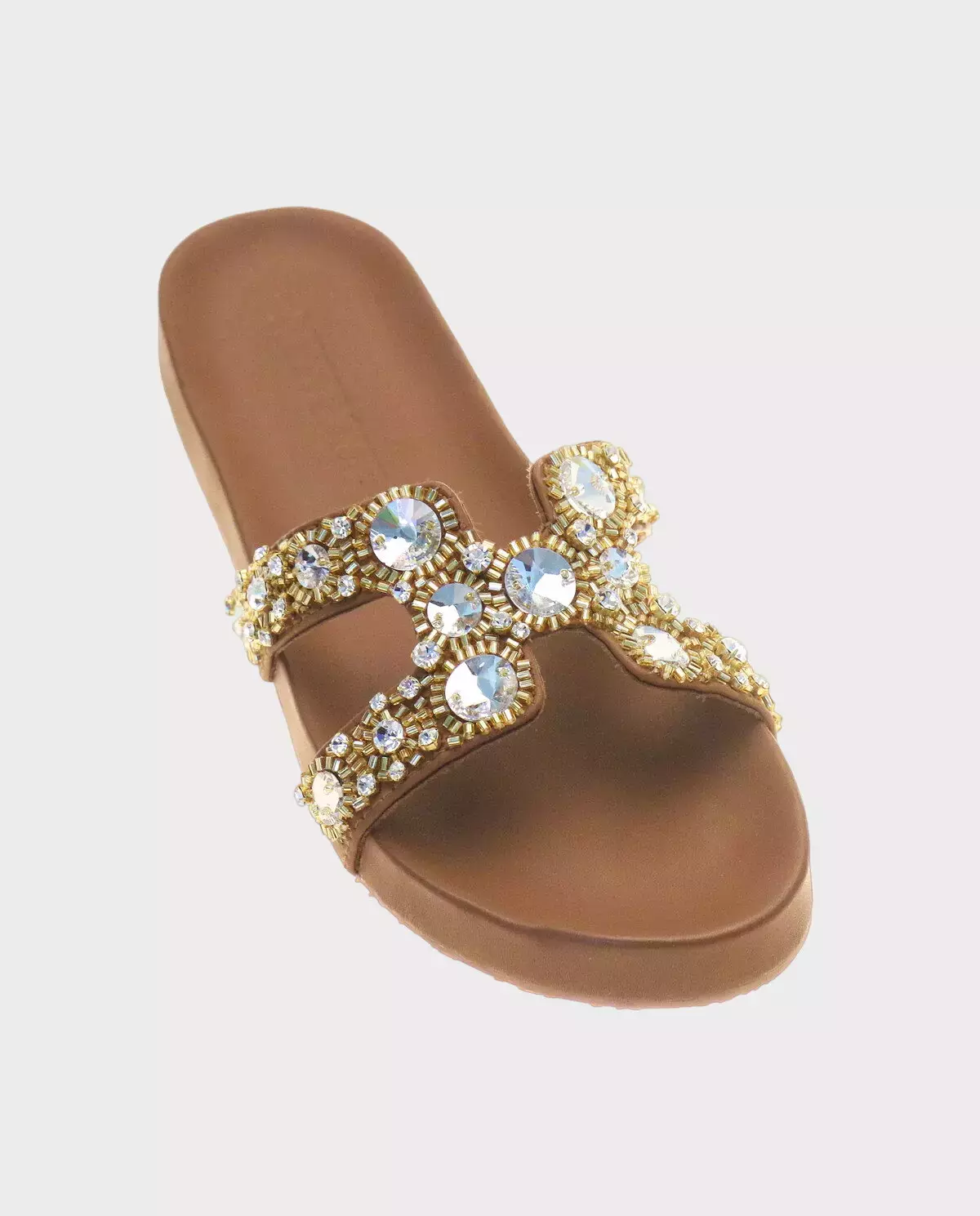 Brązowe klapki z kryształami Arica - Image #0