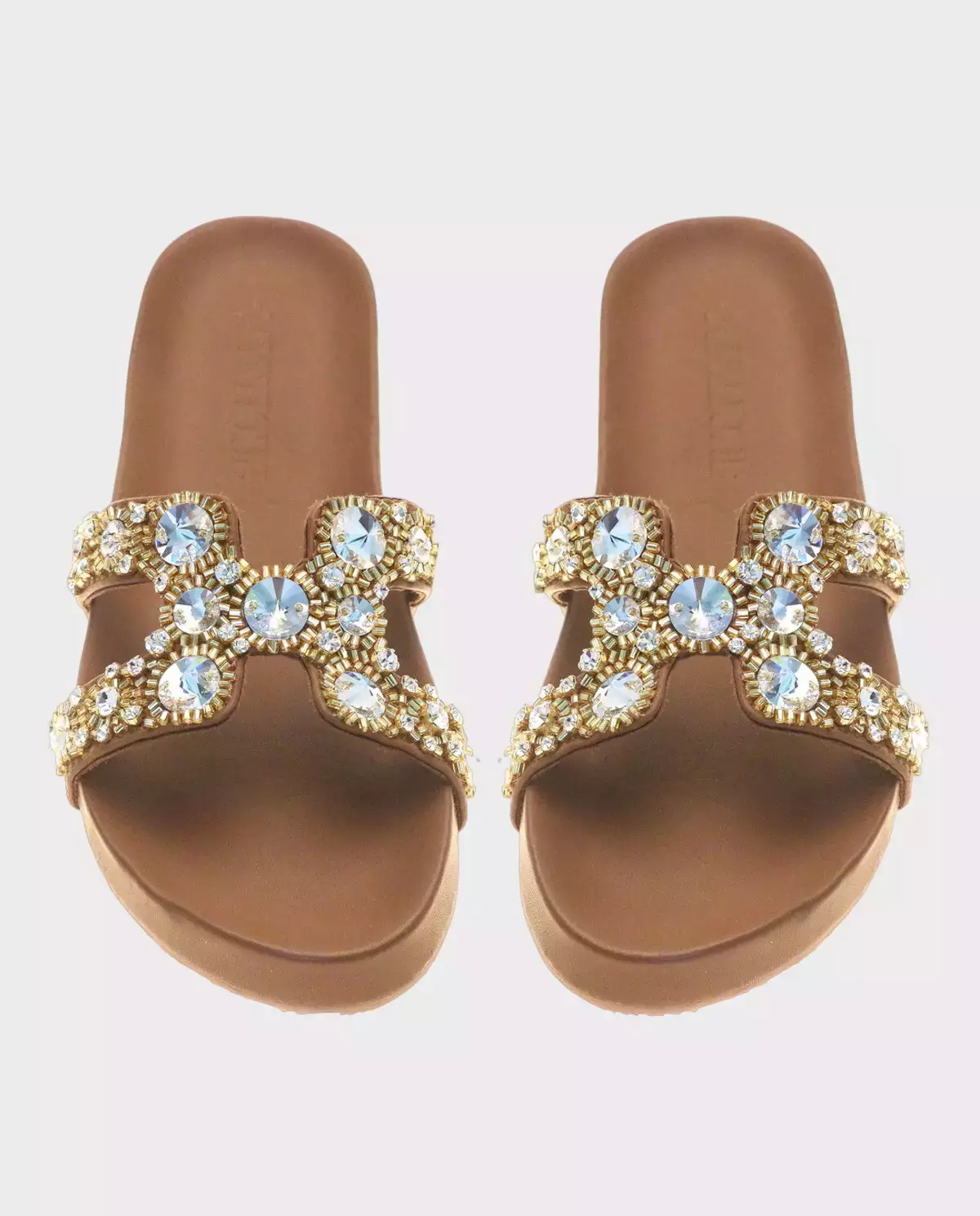 Brązowe klapki z kryształami Arica - Image #3