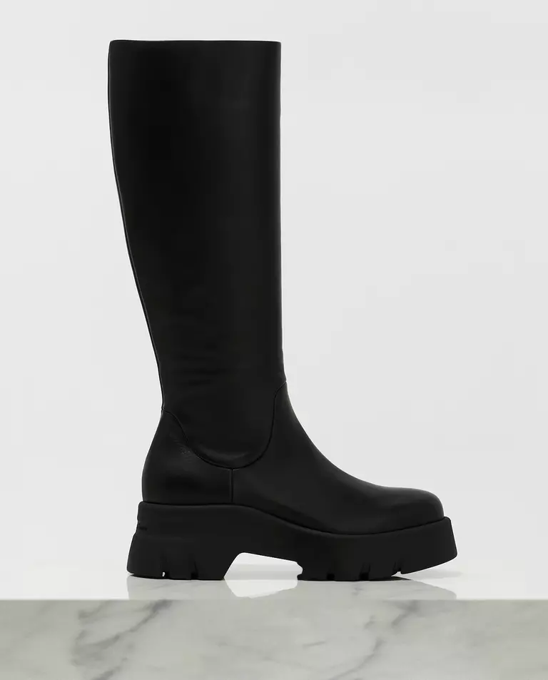 Czarne skórzane kozaki Montey